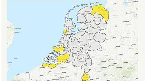 Nederlandse landkaart met ingekleurde regio's