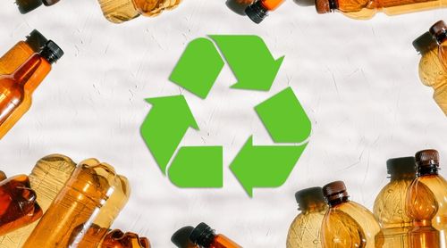 Plastic bottles and reuse mark. Recycling of plastic. Environmental Protection. Green recycle symbol. Environmental problems.